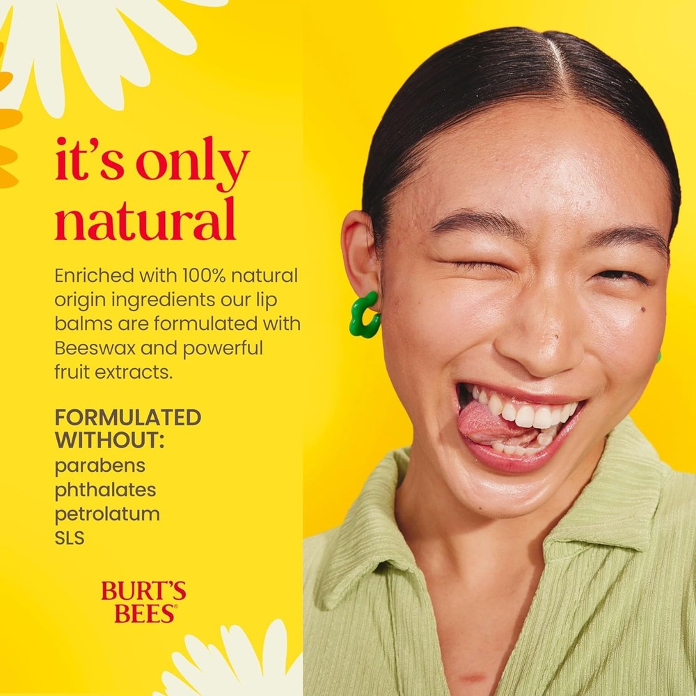 Burt’s Bees Lip Balm, Beeswax, Strawberry, Coconut and Pear, and Vanilla Bean Pa