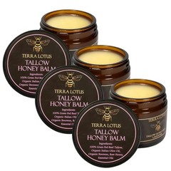 3PC Organic Grass-Fed Beef Tallow Balm featuring Raw Honey Lavender Skin