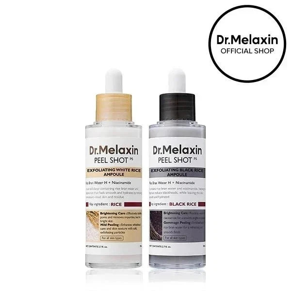 Exfoliating Glow Shot Peel White and Black Rice Ampoule Duo Soft Dr.Melaxin Aci1