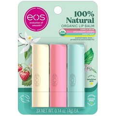 eos 100% Natural Organic Lip Balm Trio – Vanilla, Mint, Strawberry 3-Pack
