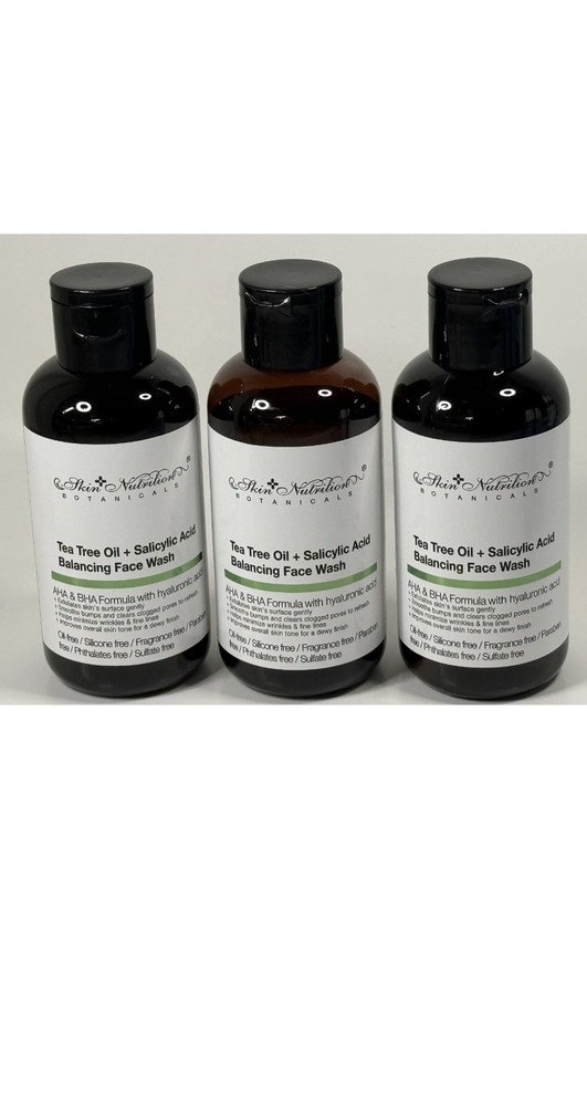 Skin Nutrition Botanicals Tea Tree Salicylic Acid Face Wash 3pc AHA BHA