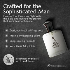 Eau de Toilette 2.54 Fl Oz Red Classic Match Spicy Woody Amber Men ParfumsBelcam