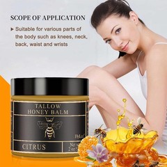 Beef Tallow for Skin, Tallow and Honey Balm for Face, Organic Grass-fed Beef